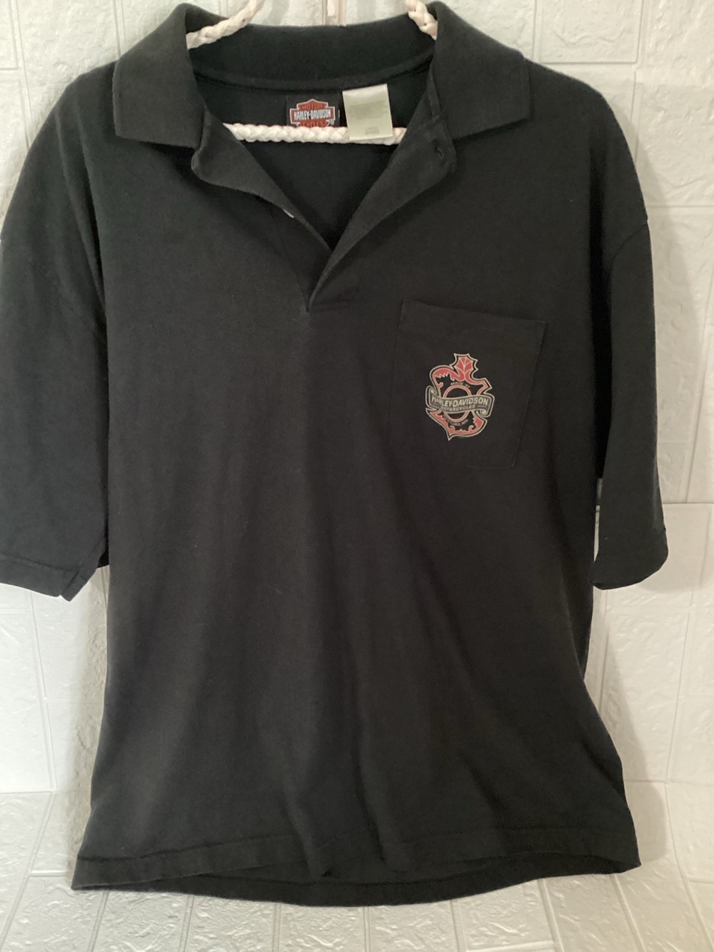 Harley Davidson Men's Short Sleeve Polo Shirt Black Very Good Condition